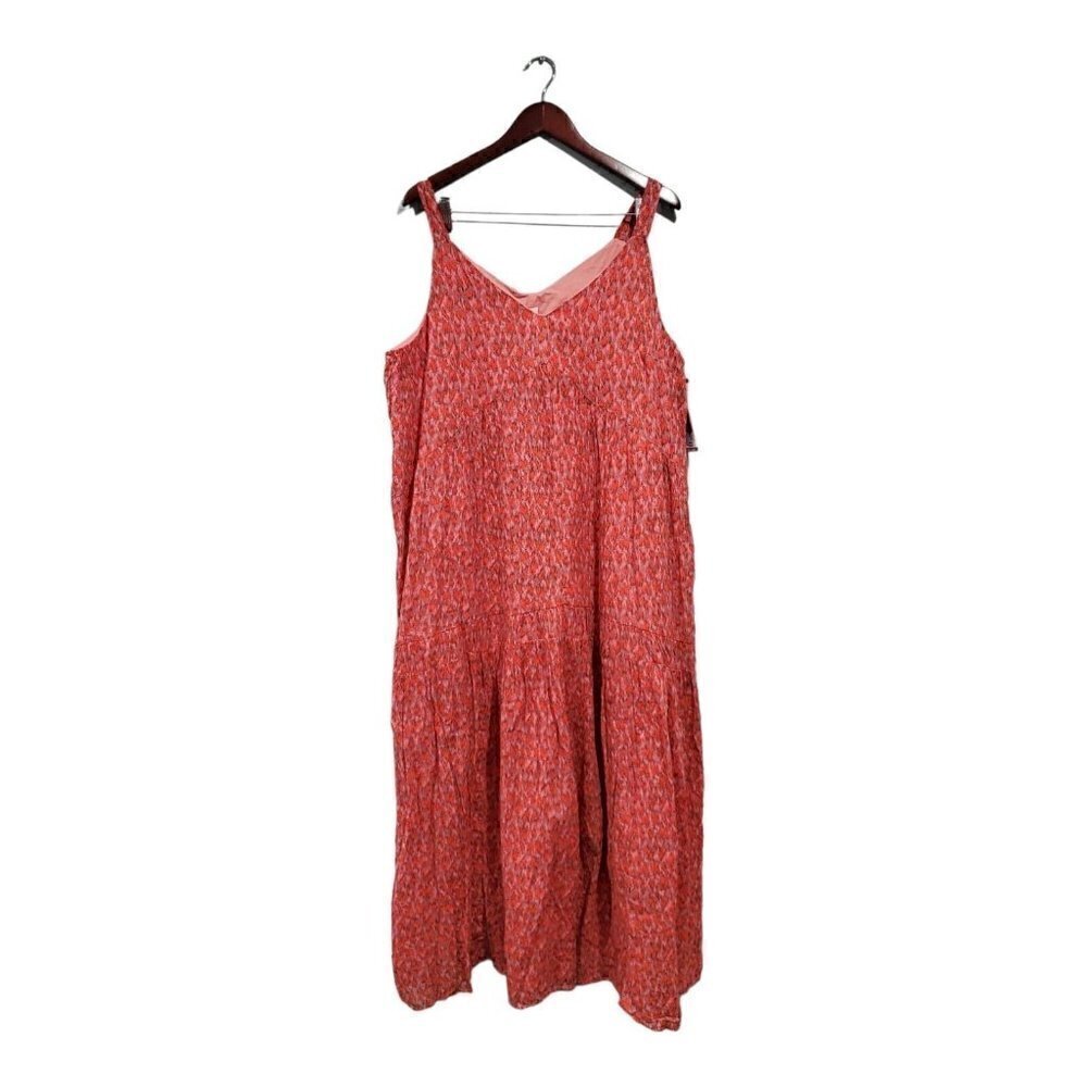 NWT Joie Women's Maxi Dress XL Red Animal Print Orange Pink Midi Tea Ros… - Picture 3 of 15